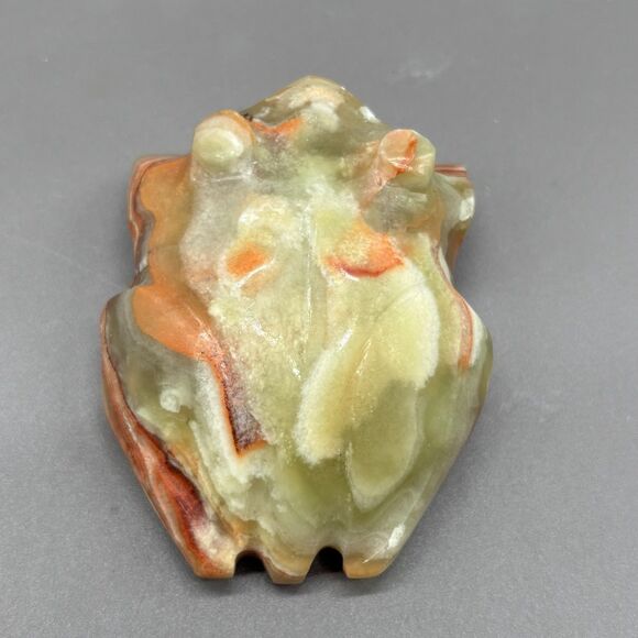 Vintage Hand Carved Onyx Frog Figurine Mexican Banded Stone Animal Sculpture 3" - Picture 5 of 10